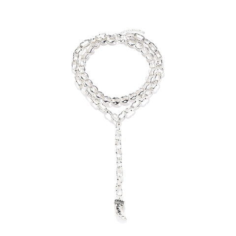 Collana Multistrato Con Pendente A Corno Animale Vintage Punk Heavy Metal Lega Di Zinco E Catena Di Ferro Per Donna Lunga