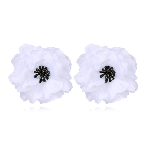 Stoffen Gelaagde Bloemenoorbellen Met Kristal Handgemaakte Oversized Bohemian Mode Sieraden Voor Dames Earring Post
