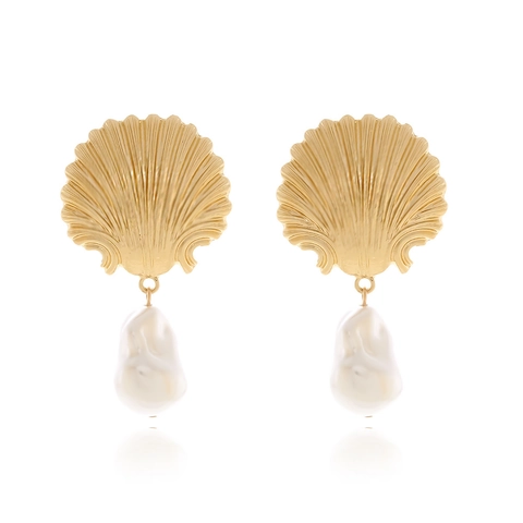 Orecchini Pendenti Künstliche Perle Conchiglia Lega Barocca Imitazione Perla Artificial Oceano Spiaggia Vacanze Gioielli Con Perno In Acciaio Inossidabile