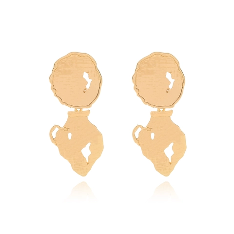 Orecchini Pendenti in Lega di Zinco a Forma di Giarra Vintage Con Texture Martellata e Design Traforato Oro Donna