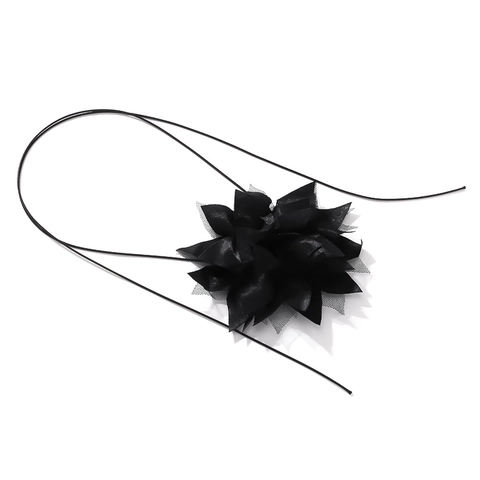 Handgefertigte Große Stoffblumen Choker Halskette Mit Netzblütenblättern Verstellbare Lange Kordel Gothic Schmuck Für Damen