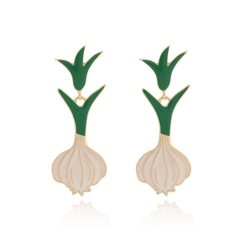 Garlic Vegetable Dangle Earrings Alloy Enamel Drip Oil Creative Pastoral Style Fun Novelty Jewelry For Women