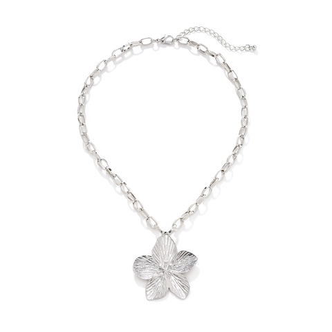 Collar Con Colgante De Flor Aleación De Zinc Cinco Pétalos Cadena De Clavícula Moderna Elegante Para Mujer