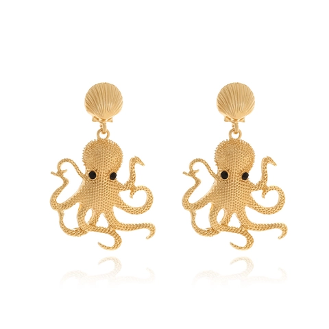 Oktopus Anhänger Ohrringe Zinklegierung Muschel Stecker Emaille Nautisches Meerestier Statement Urlaub Schmuck Für Damen