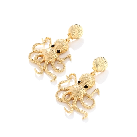 Oktopus Anhänger Ohrringe Zinklegierung Muschel Stecker Emaille Nautisches Meerestier Statement Urlaub Schmuck Für Damen