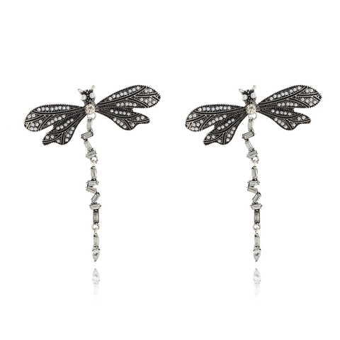 Orecchini Pendenti A Libellula Con Lega Di Zinco Strass Perla Artificial Sintetica E Cristallo Nappa Lunga Vintage Per Donna