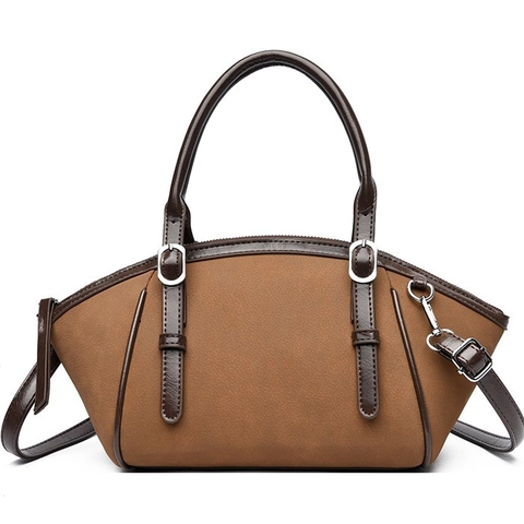 Bolso De Mano Para Mujer Vintage De Cuero PU Bolso Con Correa Ajustable Desmontable Retro Color En Contraste Bolso De Hombro