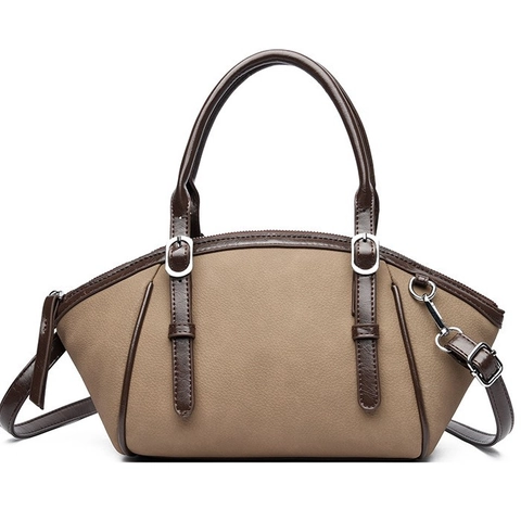 Bolso De Mano Para Mujer Vintage De Cuero PU Bolso Con Correa Ajustable Desmontable Retro Color En Contraste Bolso De Hombro