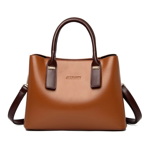 Bolso Tote De Cuero PU Para Mujer Gran Capacidad Bolso De Hombro Mensajero Compartimentos Triples Color De Contraste