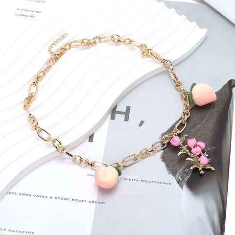Collana Con Pendente A Pesca Lega Di Zinco Oro Catena A Maglie Tonde Stile Pastorale Dolce Donne