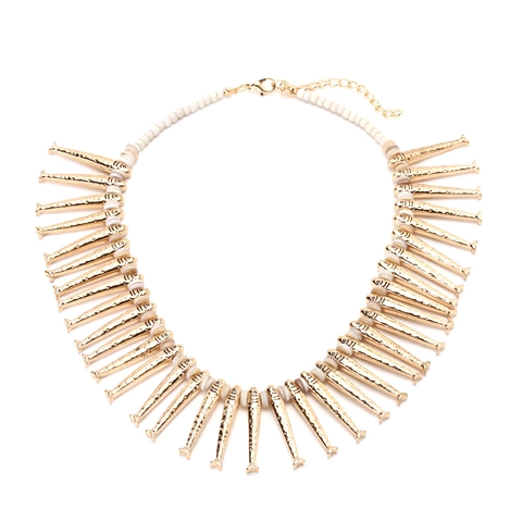 Vintage Gold Alloy Fish Pendant Necklace With White Shell Beads Exaggerated Ocean Animal Style For Women Handmade Jewelry