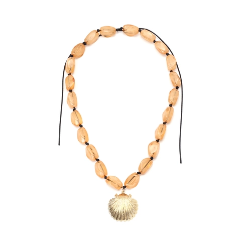 Muschel Anhänger Perlenkette Harz Bernstein Gelee Perlen Böhmischen Ozean Strand Stil Lange Schmuck Für Frauen