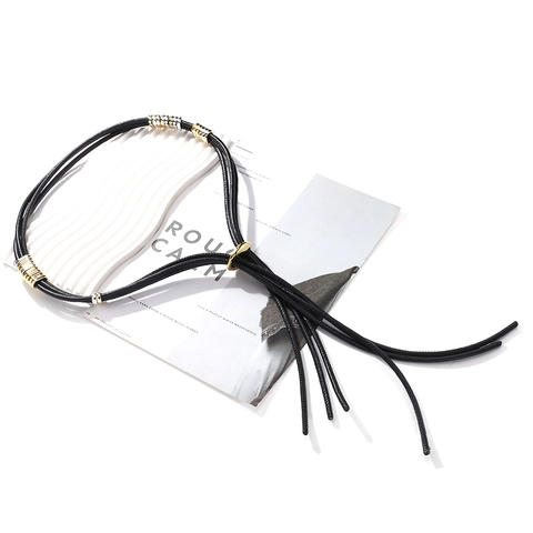 Collana Lunga Con Nappe Per Donna Fatta A Mano Perline Multi Filo Cordino PU Lariat Stile Retrò Gioielli Regolabili