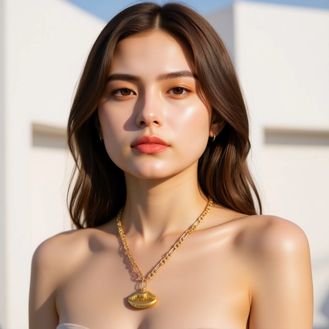 Retro Gold Legierung Lippen Anhänger Halskette Vintage Figaro Kette Klobige Statement Schlüsselbein Choker Für Damen