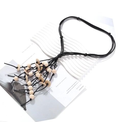 Bijoux Bohème Vintage Fait Main Perles Bois Gland Long Collier Multicouche Boucles Oreilles Style Ethnique Femmes