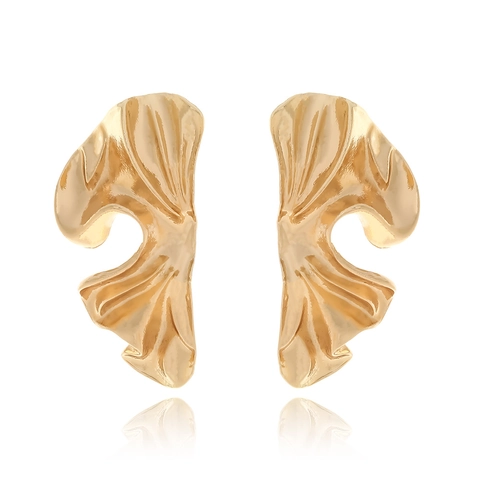 Onregelmatige Geometrische Legering Oorbellen Met Abstract Bladgolfontwerp Voor Dames Getextureerde Sieraden