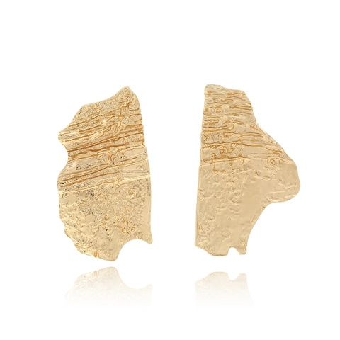 Exaggerated Irregular Texture Geometric Alloy Earrings Retro Modern Art Metallic Studs For Women