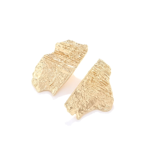 Exaggerated Irregular Texture Geometric Alloy Earrings Retro Modern Art Metallic Studs For Women