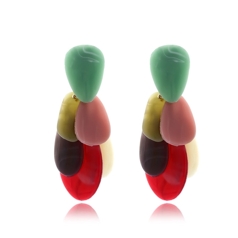 Orecchini Pendenti In Resina A Strati Colorati Petalo Geometrico Gioielli In Resina Multicolore Per Donne Moda
