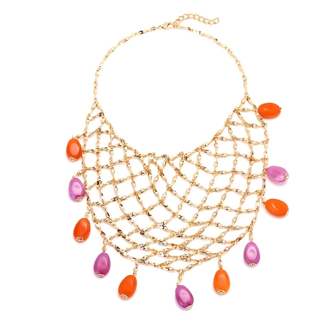 Collana A Rete Bohémien Con Lega E Perle In Resina Colorate Gioielli Vintage Intrecciati A Mano Per Donna
