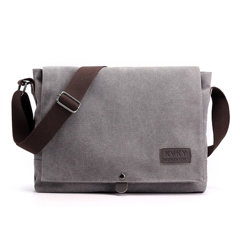 Men Canvas Messenger Bag Vintage Casual Shoulder Bag High Capacity Crossbody Bag For Daily Commute Travel Fits Laptop