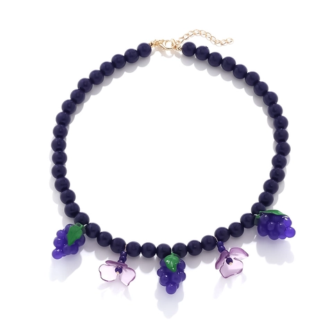 Collar De Cuentas Dulce Colgante Uva Flor Plástico Resina Aleación Cadena De Clavícula Para Mujeres Vacaciones Verano