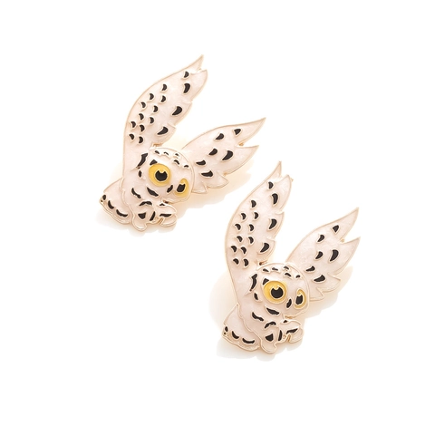 Süße Eulen Ohrstecker Emaille Legierung Tier Tropföl Schmuck Für Frauen Mädchen Neuheit Cartoon Stil Goldton