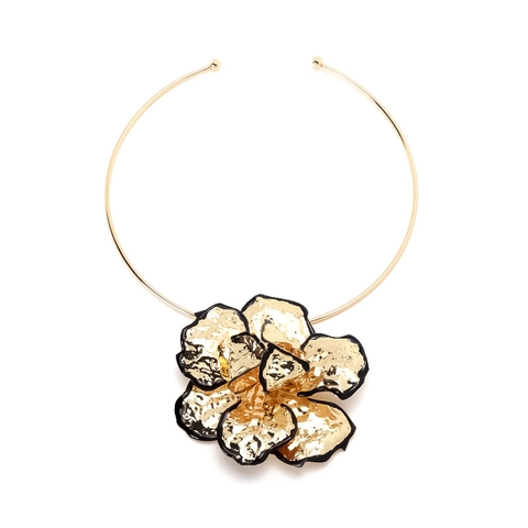 Große Blumen Anhänger Halsreif Legierung Metall Emaille Übertriebener Modeschmuck Für Damen