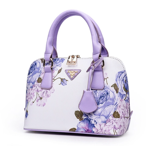 Elegante PU Leder Handtasche Mit Blumenmuster Für Damen Mit Abnehmbarem Schultergurt Goldene Hardware Doppelreißverschluss