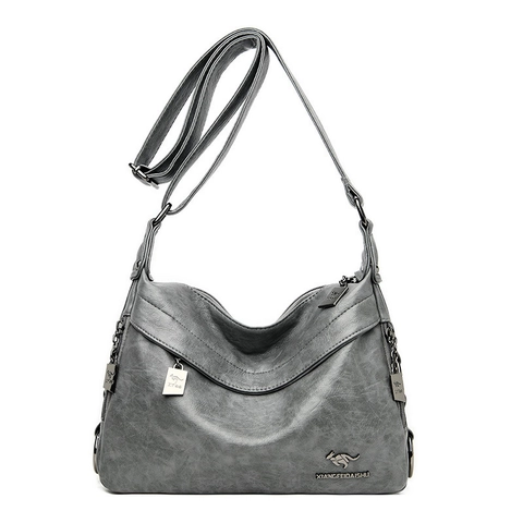 Women Crossbody Bag Soft PU Leather Litchi Texture Multi-Pocket Shoulder Purse Adjustable Strap Casual Hobo Handbag