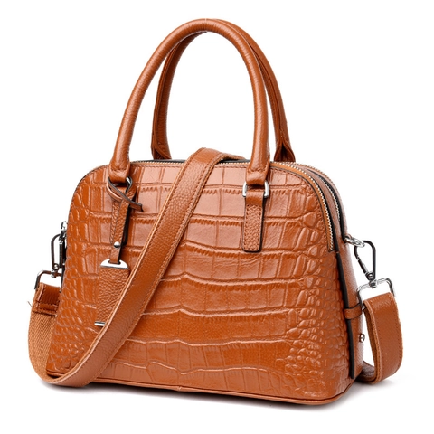 Borsa A Mano Retro In Vera Pelle Con Stampa Coccodrilo Per Donna Borsa A Tracolla A Conchiglia Con Tracolla Rimovibile Tasche