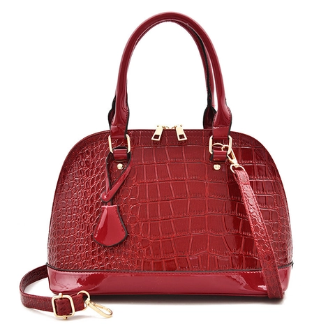 Bolso De Mano Para Mujer Y Bolsa Cuero PU Patrón Cocodrilo Acabado Charol Concha Hombro Bolso Cruzado