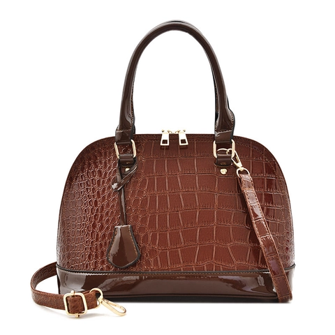 Bolso De Mano Para Mujer Y Bolsa Cuero PU Patrón Cocodrilo Acabado Charol Concha Hombro Bolso Cruzado