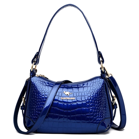 Sac À Main Élégant Pour Femme En Cuir PU Brillant Avec Motif Crocodile Embossé Sac À Bandoulière Mode Pour Dame
