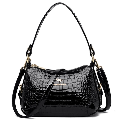 Sac À Main Élégant Pour Femme En Cuir PU Brillant Avec Motif Crocodile Embossé Sac À Bandoulière Mode Pour Dame