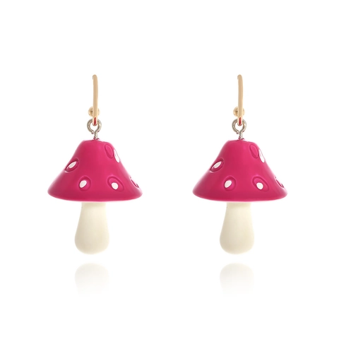 Pendientes De Gota De Champiñón Rosa Con Lunares Resina Joyería De Esmalte Creativo Para Mujeres Niñas