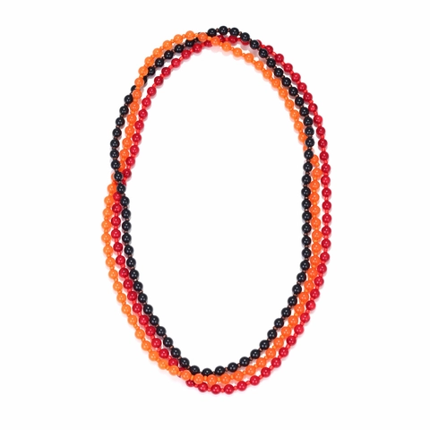 Collier À Perles En Résine À Plusieurs Couches Pour Femmes Halloween Chunky Color Block Noir Rouge Orange Bijoux