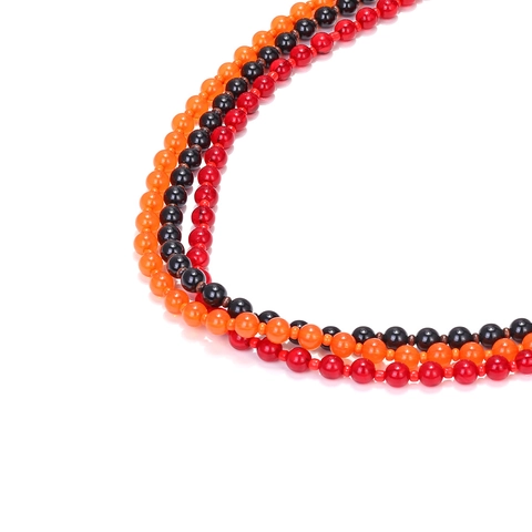Collier À Perles En Résine À Plusieurs Couches Pour Femmes Halloween Chunky Color Block Noir Rouge Orange Bijoux