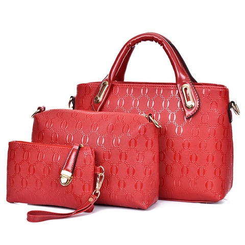 Women Tote Shoulder Bag Wristlet PU Leather Chain Link Embossed Pattern Fashion Commuter Handbags Gold Hardware