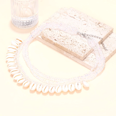 Bohemian Multi Layer Necklace With Crystal Beads And Natural Shell Handmade Retro Summer Beach Jewelry For Women