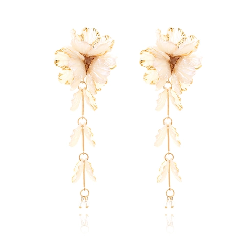 Hars Bloem Lange Kwastje Oorbellen Elegante 3D Florale Dangle Drop Sieraden Voor Vrouwen Met Roestvrijstalen Oorbel Post