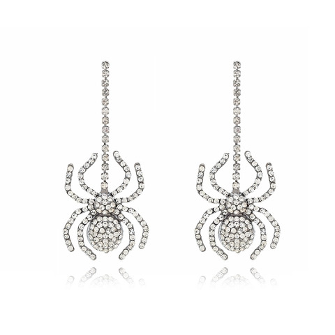 Spider Drop Earrings Alloy Rhinestone Gothic Punk Style For Halloween Party Exaggerated Dangle Ear Jewelry For Women