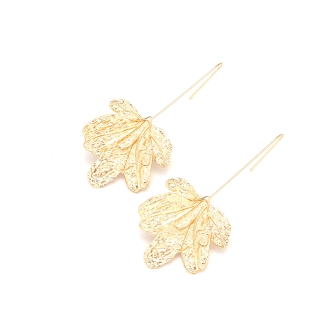 Pendientes Vintage De Hoja Textura Martillada Aleación Zinc Con Poste De Acero Inoxidable Joyería Retro Exagerada Mujeres