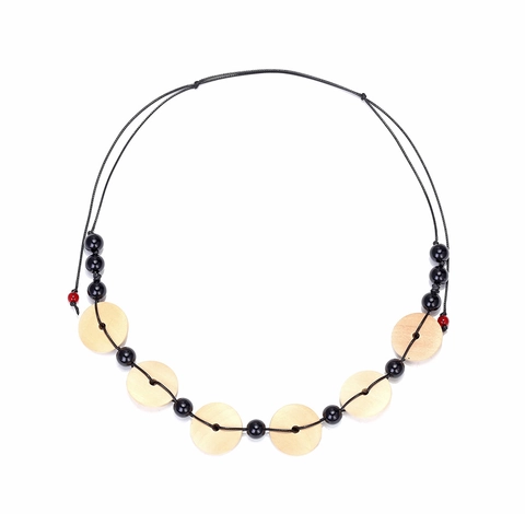 Collana In Legno Fatta A Mano Boho Disco Di Legno Tondo Geometrico Cordino Regolabile Stile Etnico Vintage Da Donna