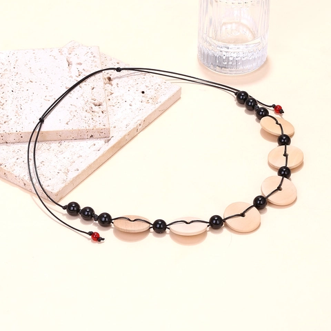 Collana In Legno Fatta A Mano Boho Disco Di Legno Tondo Geometrico Cordino Regolabile Stile Etnico Vintage Da Donna