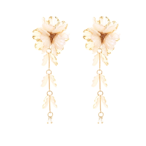 Boucles D'oreilles Longues À Pompons En Fleurs De Résine Bijoux Floraux Élégants Pour Femmes Avec Tige En Acier Inoxydable