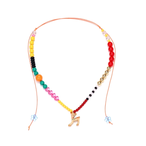 Boho Bunte Perlenkette Mit Harz Legierung Hirsch Anhänger Handgefertigte Gewebte Kordel Verstellbarer Schmuck Für Damen