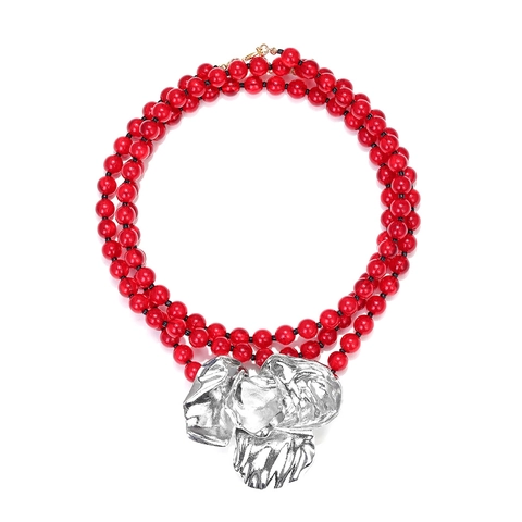 Meergelaagde Kralenketting Harskralen Grote Zilveren Bloemhanger Legering Bohemian Statement Sieraad Voor Dames