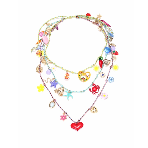 Multi-Layer Layered Necklace Zinc Alloy Resin CCB Pendants Heart Starfish Shell Charms Bohemian Summer Jewelry Women