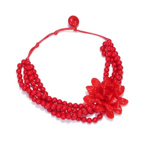 Collar De Cuentas Multicapa Hecho A Mano Con Gran Flor De Resina 3D Joyería Tejida Estilo Étnico Para Mujer